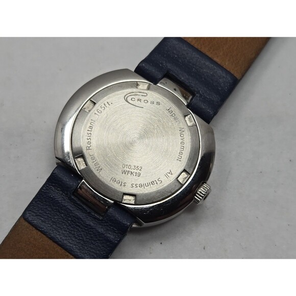 Cross WFK19 Bullseye Blue Dial Quartz Watch Date Womens Silver Tone New Battery - Picture 12 of 12